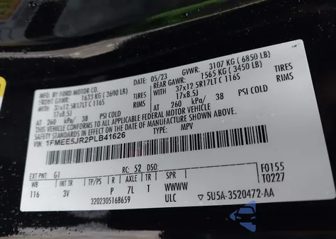 2023 Ford Bronco Raptor из США, поврежденный, VIN 1FMEE5JR2PLB41626